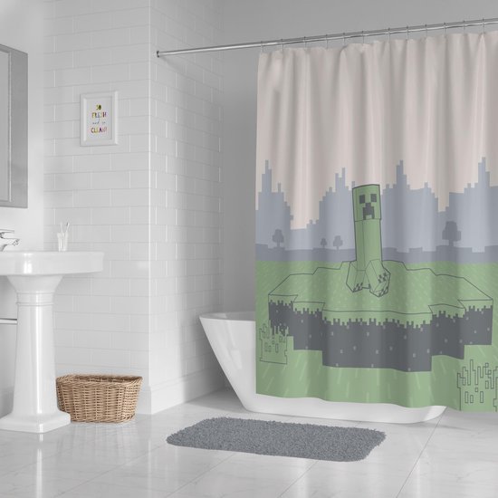 Unyqoos® Gaming Avontuur Douchegordijn voor Badkamerdecoratie met Videospel Thema, 178 x 182 cm