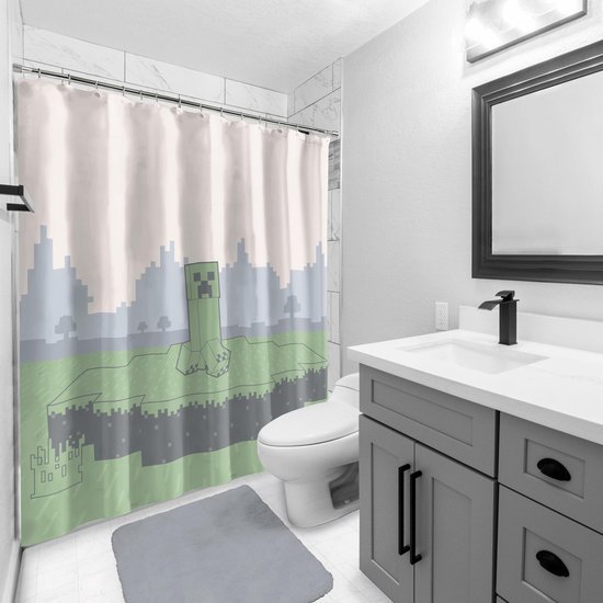 Unyqoos® Gaming Avontuur Douchegordijn voor Badkamerdecoratie met Videospel Thema, 178 x 182 cm