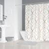 550x550-8445.jpg Unyqoos® Stijlvol Geel Driehoeken Douchegordijn met Gouden Accenten en Antischimmeleffect