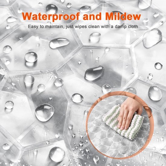 Unyqoos® en Transparante 3D Douchescherm van 200x200 cm met Gewichtsverdeling en 13 Ophanghaken