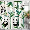 Unyqoos® Water- en Schimmelbestendig Douchegordijn met Panda en Bladeren, Inclusief Ringen, 200 x 200 cm