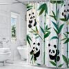 Unyqoos® Water- en Schimmelbestendig Douchegordijn met Panda en Bladeren, Inclusief Ringen, 200 x 200 cm