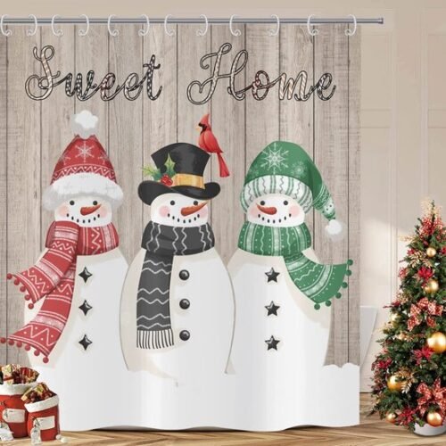 Unyqoos® Retro douchegordijn met sneeuwpop ontwerp en waterdichte eigenschappen