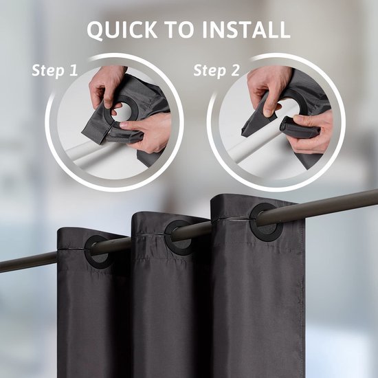 Unyqoos® Extra Lang en Antibacterieel Douchegordijn voor Luxe Badkamers, Wasbaar en Schimmelbestendig, Stijlvol Donkergrijs, 270x180 cm