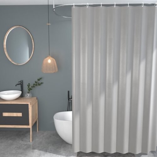 550x550-8496.jpg Unyqoos® Waterafstotend Douchegordijn van Polyester met 12 Ringen en Gewicht in Lichtgrijs