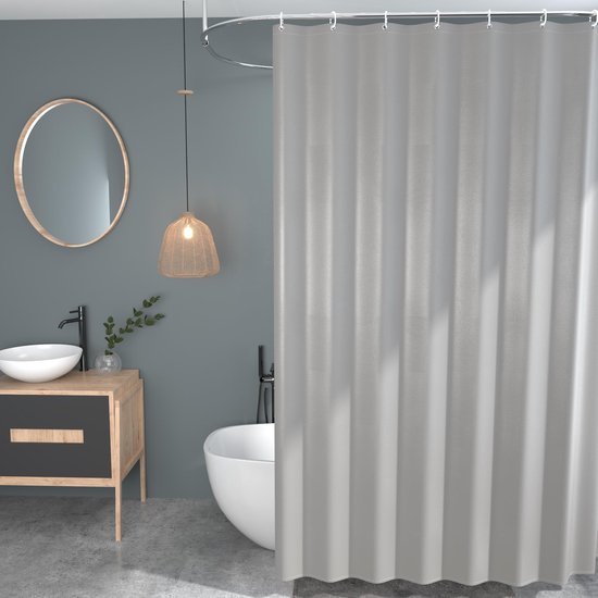 Unyqoos® Waterafstotend Douchegordijn van Polyester met 12 Ringen en Gewicht in Lichtgrijs