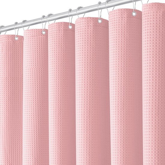 Unyqoos® Stijlvol waterafstotend douchegordijn in roze wafelpatroon met verzwaarde zoom, 180x200 cm