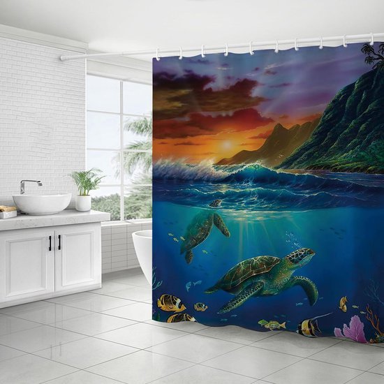550x550-8509.jpg Unyqoos® Waterdicht polyester douchegordijn met maritiem ontwerp en haken