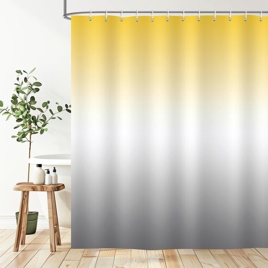 550x550-8516.jpg Unyqoos® Stijlvolle waterdichte douchegordijn met geel-grijs kleurverloop en haken