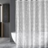 Unyqoos® Transparant douchegordijn met 3D-mozaïekpatroon en magnetische onderkant, waterdicht, inclusief 12 ringen