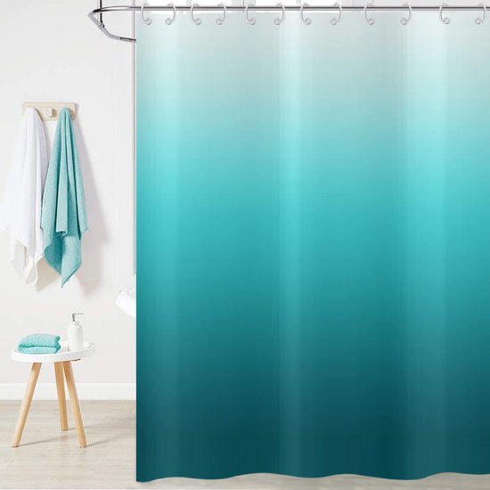 Unyqoos® Modern Douchegordijn met Turquoise Ombre Design voor Stijlvolle Badkamers
