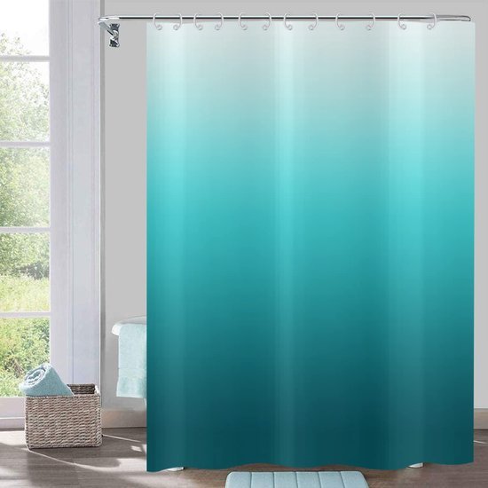 Unyqoos® Modern Douchegordijn met Turquoise Ombre Design voor Stijlvolle Badkamers