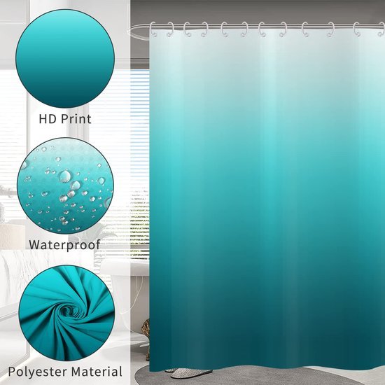 Unyqoos® Modern Douchegordijn met Turquoise Ombre Design voor Stijlvolle Badkamers