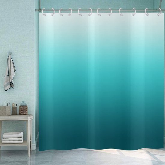 Unyqoos® Modern Douchegordijn met Turquoise Ombre Design voor Stijlvolle Badkamers