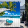 Unyqoos® Stijlvol en Praktisch Douchegordijn met Strandthema en Verzwaarde Zoom, 180 x 200 cm