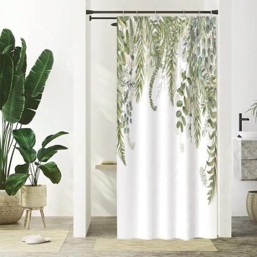 Unyqoos® Verfrissend Douchegordijn met Groene Eucalyptusbladeren voor Moderne Badkamers