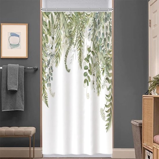 Unyqoos® Verfrissend Douchegordijn met Groene Eucalyptusbladeren voor Moderne Badkamers