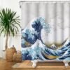 Unyqoos® Waterdicht douchegordijn met Japanse kunst en eenvoudige montage voor badkamer