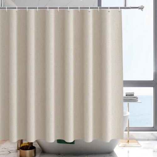 550x550-8599.jpg Unyqoos® Elegant Beige Douchegordijn met Linnenlook voor Luxe Badkamerervaring