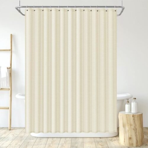 Unyqoos® Douchegordijn in Wafelpatroon met Praktische Haken voor Moderne Badkamers