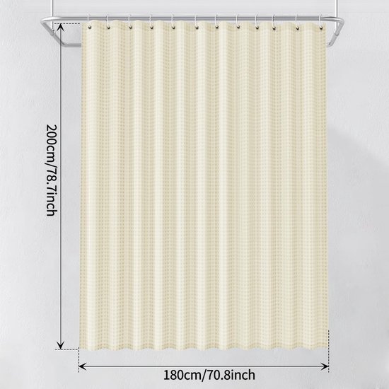 Unyqoos® Douchegordijn in Wafelpatroon met Praktische Haken voor Moderne Badkamers