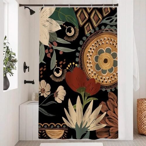 550x550-8655.jpg Unyqoos® Stijlvol Waterdicht Douchegordijn met Bloemen en Bladeren voor Luxe Badkamerdecoratie