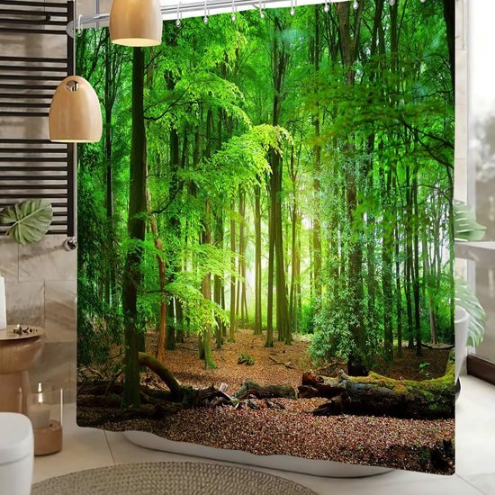 Unyqoos® Waterafstotend douchegordijn met 3D landschap print voor badkamer