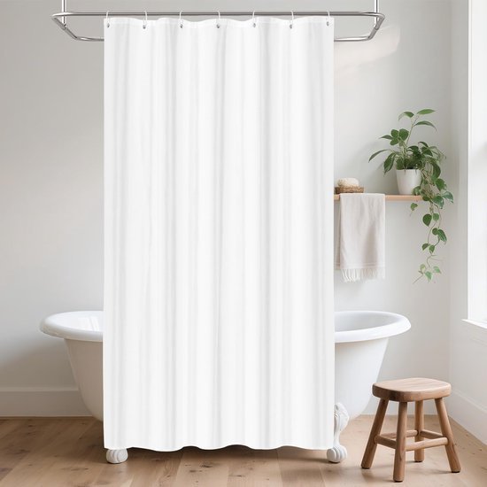 550x550-8699.jpg Unyqoos® Waterafstotend wit douchegordijn van polyester met schimmelwerende eigenschappen