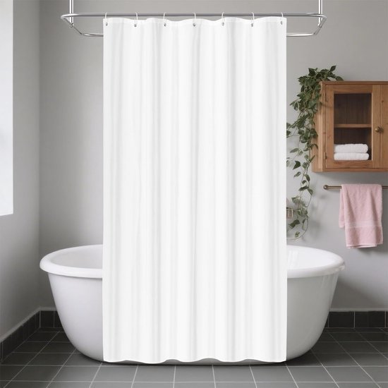 550x550-8701.jpg Unyqoos® Waterafstotend wit douchegordijn van polyester met schimmelwerende eigenschappen