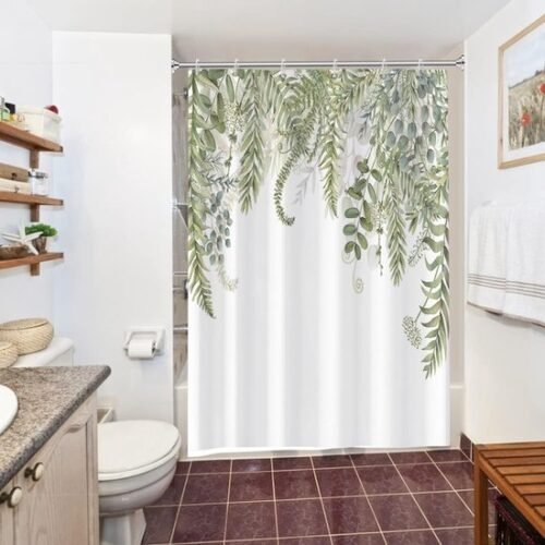 550x550-8721.jpg Unyqoos® Elegante Waterafstotende Douchegordijn met Groene Bladeren en Eucalyptus Motief voor Badkamer