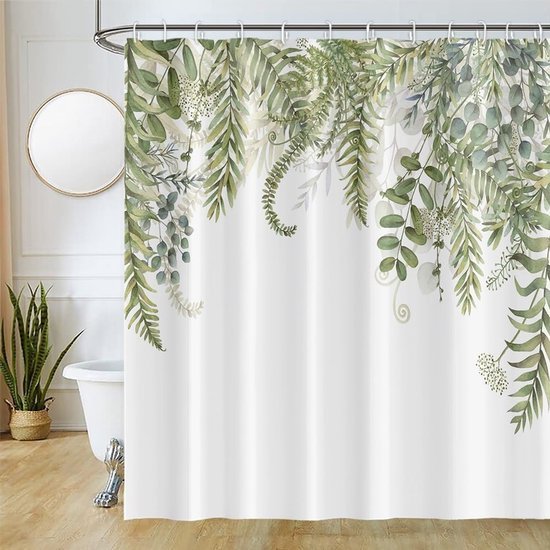 550x550-8722.jpg Unyqoos® Elegante Waterafstotende Douchegordijn met Groene Bladeren en Eucalyptus Motief voor Badkamer