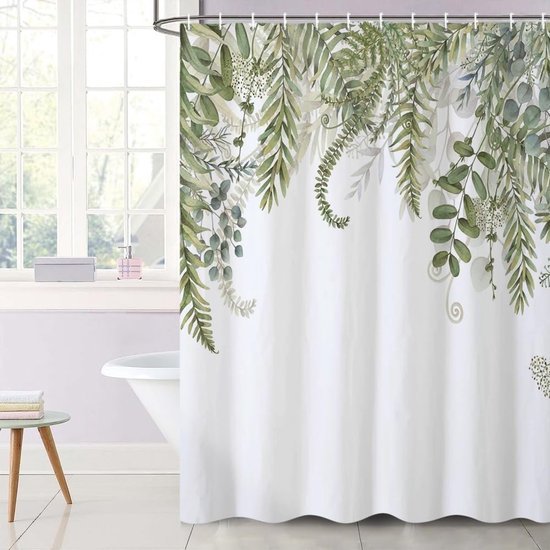 550x550-8725.jpg Unyqoos® Elegante Waterafstotende Douchegordijn met Groene Bladeren en Eucalyptus Motief voor Badkamer