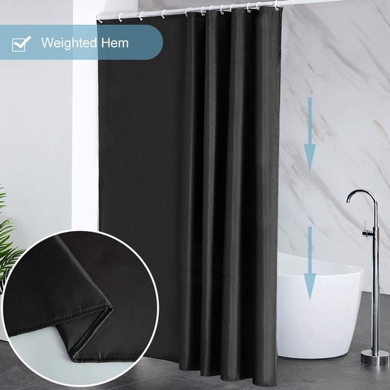 550x550-8744.jpg Unyqoos® Schimmelwerend Douchegordijn van Textiel 180x200 cm Inclusief Ringen