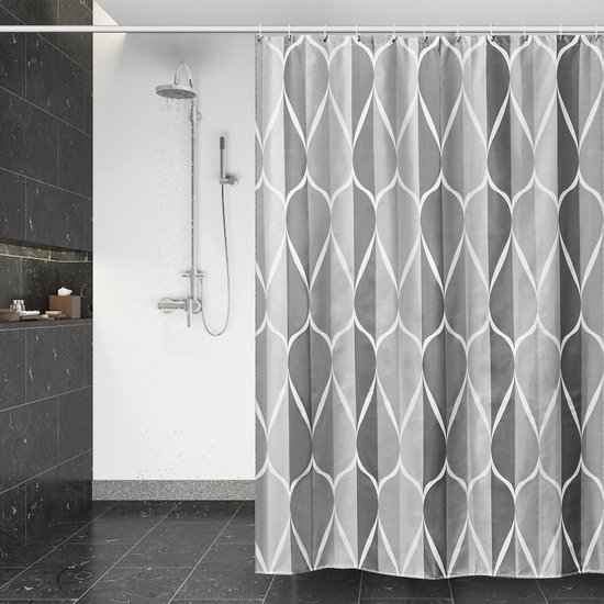 Unyqoos® Grijs Semi-Transparant Douchegordijn met Schimmelwerende Eigenschappen en Sneldrogende Textielstof