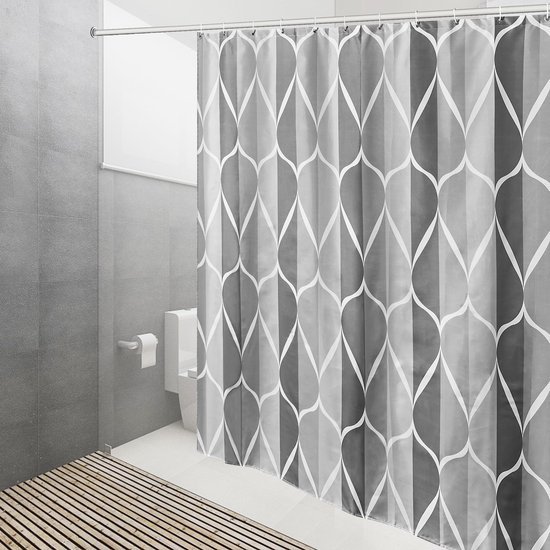 Unyqoos® Grijs Semi-Transparant Douchegordijn met Schimmelwerende Eigenschappen en Sneldrogende Textielstof