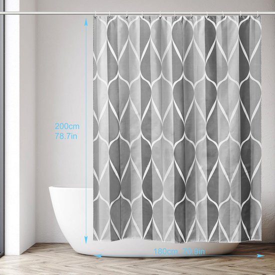 Unyqoos® Grijs Semi-Transparant Douchegordijn met Schimmelwerende Eigenschappen en Sneldrogende Textielstof