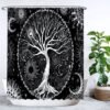 Unyqoos® Stijlvol Douchegordijn met Levensboom Ontwerp - Zwart-Wit - 180 x 200 cm - Inclusief 12 Ophangringen