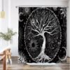 Unyqoos® Stijlvol Douchegordijn met Levensboom Ontwerp - Zwart-Wit - 180 x 200 cm - Inclusief 12 Ophangringen