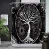 Unyqoos® Stijlvol Douchegordijn met Levensboom Ontwerp - Zwart-Wit - 180 x 200 cm - Inclusief 12 Ophangringen