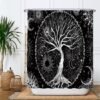 Unyqoos® Stijlvol Douchegordijn met Levensboom Ontwerp - Zwart-Wit - 180 x 200 cm - Inclusief 12 Ophangringen