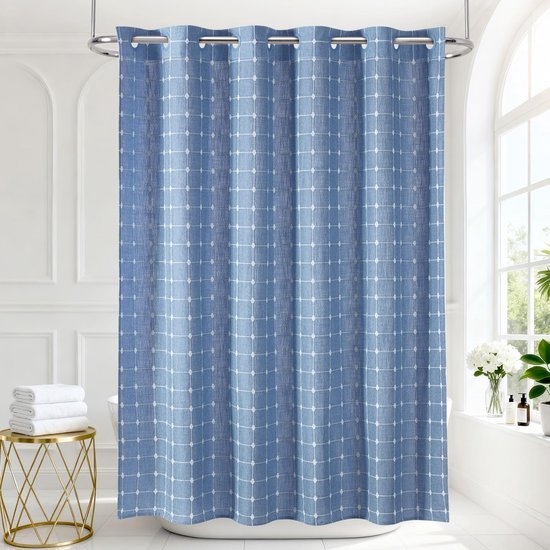 550x550-8775.jpg Unyqoos® Waterdicht douchegordijn zonder haken met bohemien design en linnen uitstraling