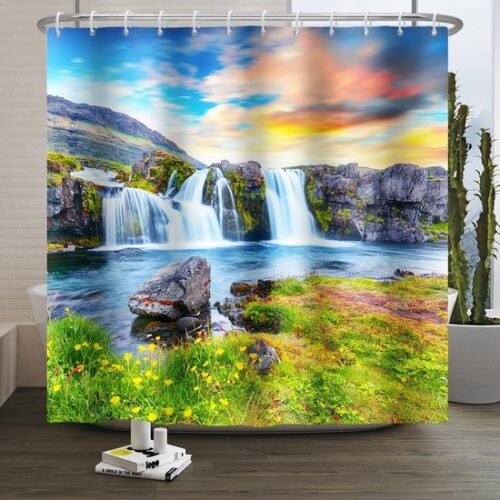 550x550-8782.jpg Unyqoos® Waterafstotend douchegordijn met natuurprint voor frisse badkamerervaring