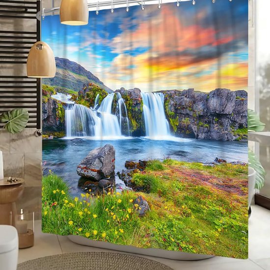 550x550-8785.jpg Unyqoos® Waterafstotend douchegordijn met natuurprint voor frisse badkamerervaring