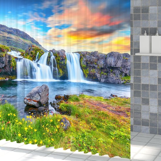 550x550-8787.jpg Unyqoos® Waterafstotend douchegordijn met natuurprint voor frisse badkamerervaring