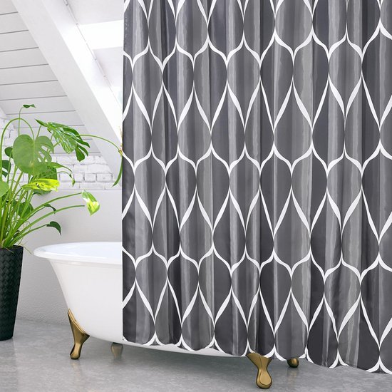 550x550-8789.jpg Unyqoos® Waterdicht en Wasbaar Douchegordijn met Ringen voor Badkamer 180x180 cm