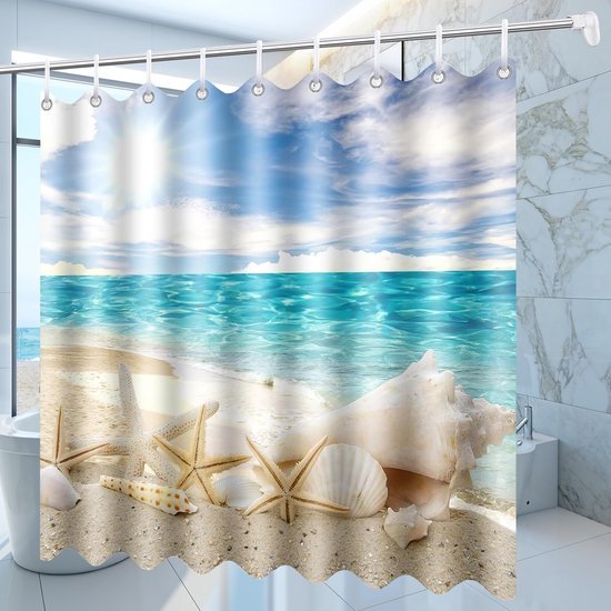 Unyqoos® Douchescherm 200x200cm met Ocean Stijl Ontwerp en Schimmelwerend Materiaal voor Badkamer