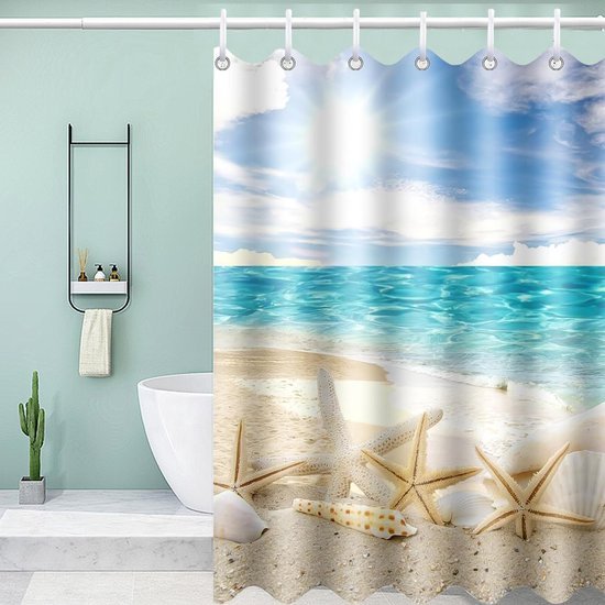 Unyqoos® Douchescherm 200x200cm met Ocean Stijl Ontwerp en Schimmelwerend Materiaal voor Badkamer
