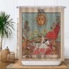 Unyqoos® Stijlvol Douchegordijn met Zon, Bloemen en Retro Ontwerp, Waterdicht en Wasbaar, 180 x 200 cm