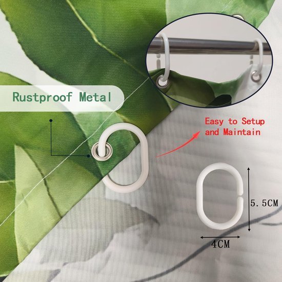 550x550-8836.jpg Unyqoos® Waterdicht douchegordijn met groene bladeren en verzwaarde zoom voor badkamer