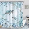 Unyqoos® Stijlvol Douchegordijn met Zeeschildpad Design en Blauwe Oceaan Thema, 180 x 180 cm, Inclusief Haken